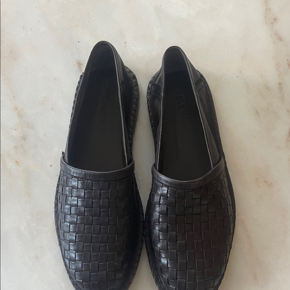 Cole Haan Men's Dark Brown Woven Leather Slip-Ons